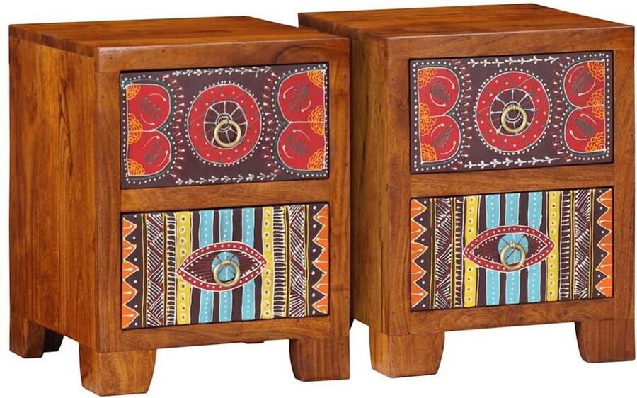 VidaXL Nachtkastje 2 st 35x35x45 cm massief acaciahout