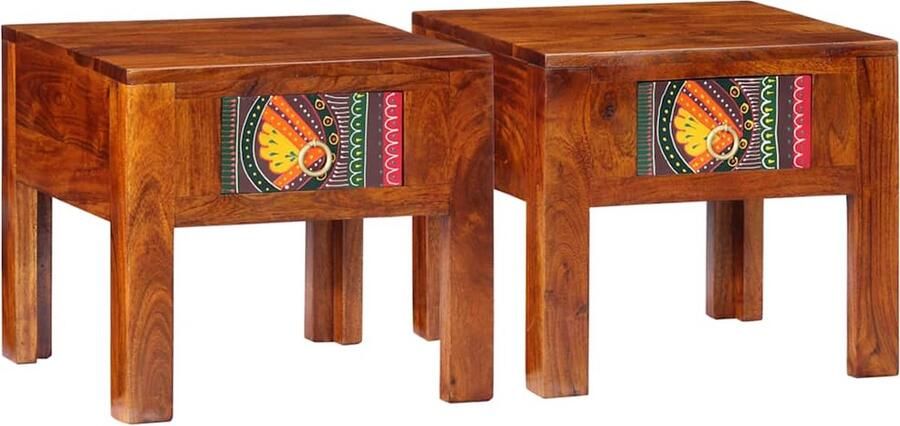 VidaXL Nachtkastje 2 st 40x40x36 cm massief acaciahout