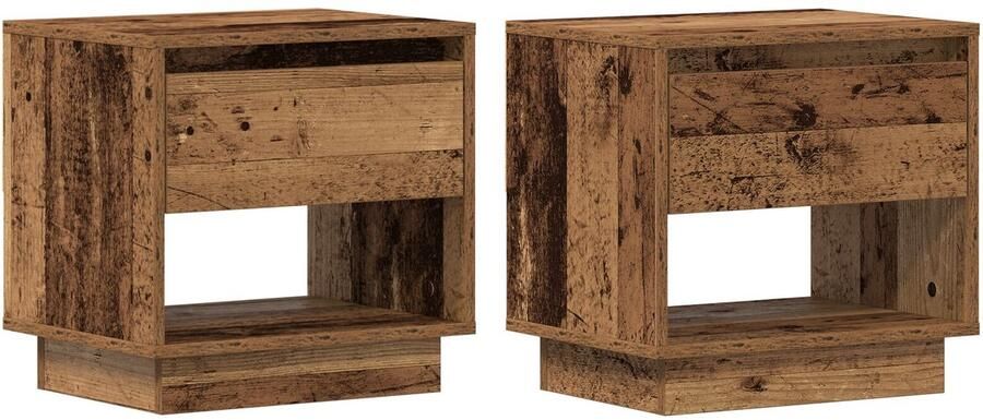 VidaXL Nachtkast met lade 2 pcs Oud hout 45 x 34 x 44 cm Bewerkt hout