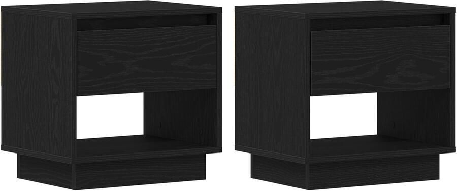 VidaXL Nachtkastje Zwart eiken Bewerkt hout Compact Opslag Nachtkastje