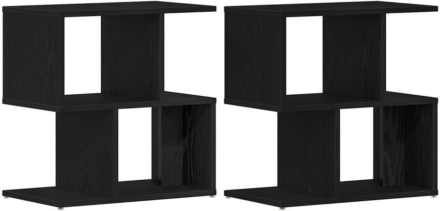 VidaXL Nachtkast Zwart eiken Hout Middelgroot Nachtkastje Rechthoekig