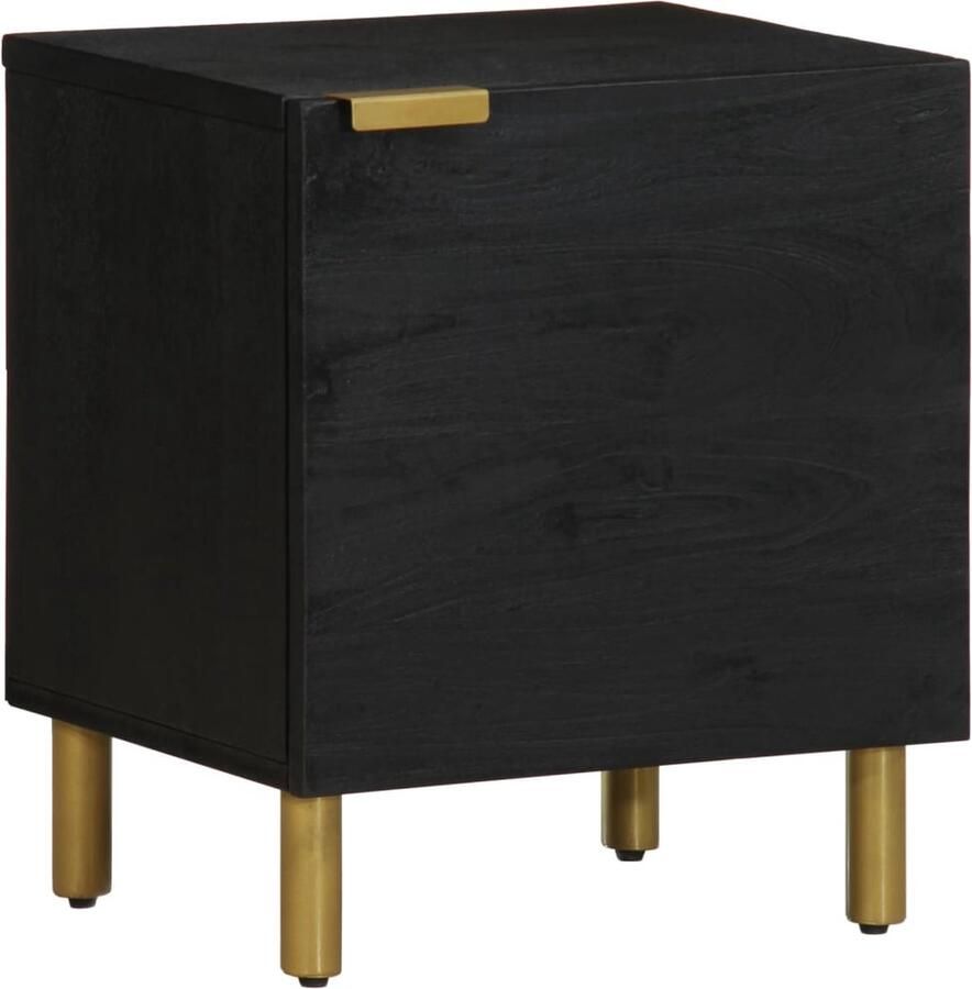 VidaXL Nachtkastje 2 stuks Zwart Mangohout Nachtkastje Nachtkastjes Bijzettafel Wandkastje