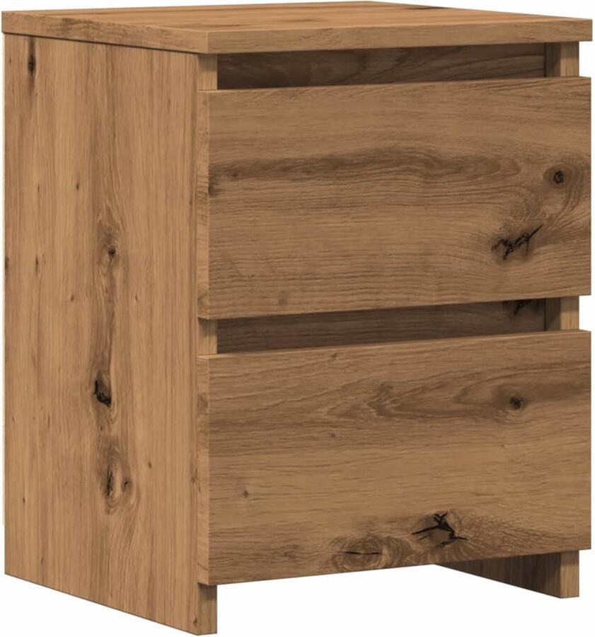 VidaXL Nachtkastje 30x30x40 cm bewerkt hout artisanaal eikenkleurig