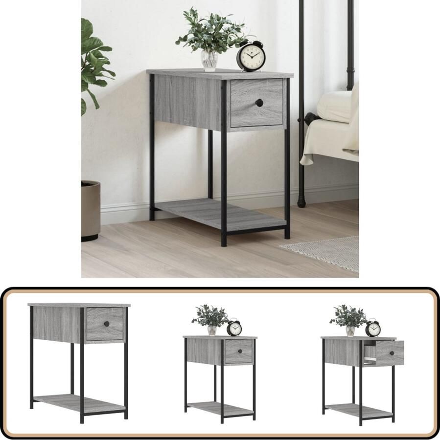 VidaXL -Nachtkastje-30x60x60-cm-bewerkt-hout-grijs-sonoma-eikenkleurig - Foto 2