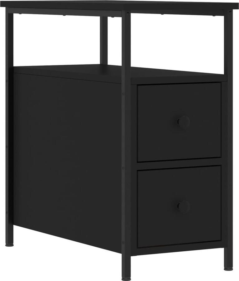 VidaXL -Nachtkastje-30x60x60-cm-bewerkt-hout-zwart - Foto 2