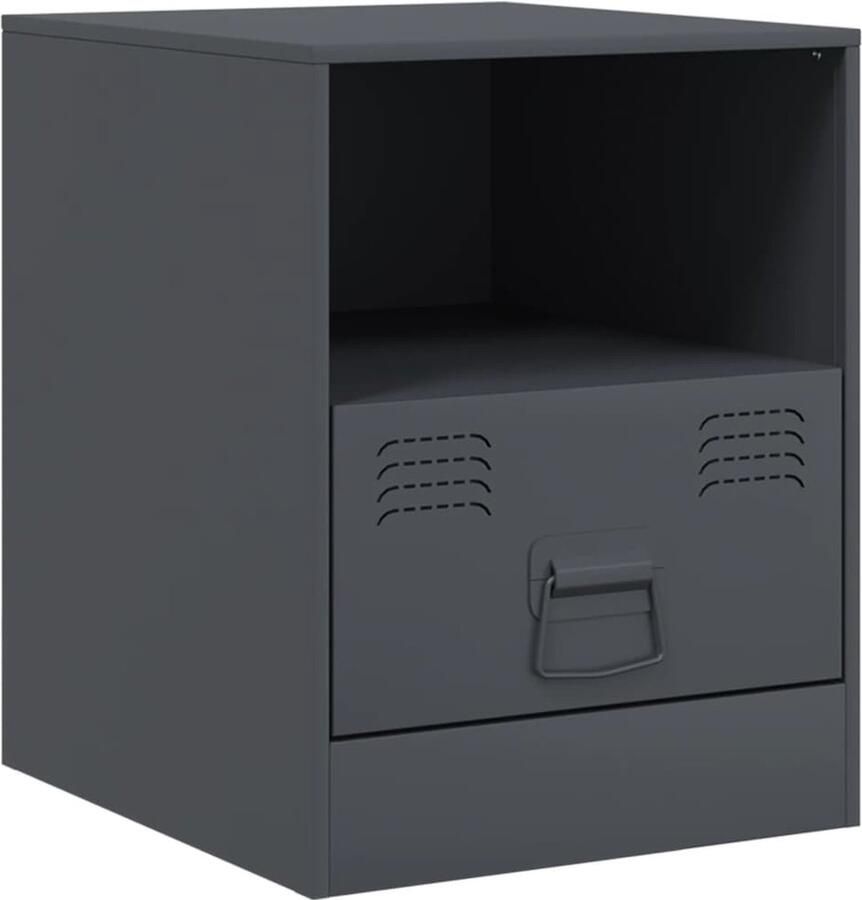 VidaXL Nachtkastje Staal Antracietkleurig 34 5x39x44 cm Nachtkastje Nachtkastjes Bijzettafel Wandkastje