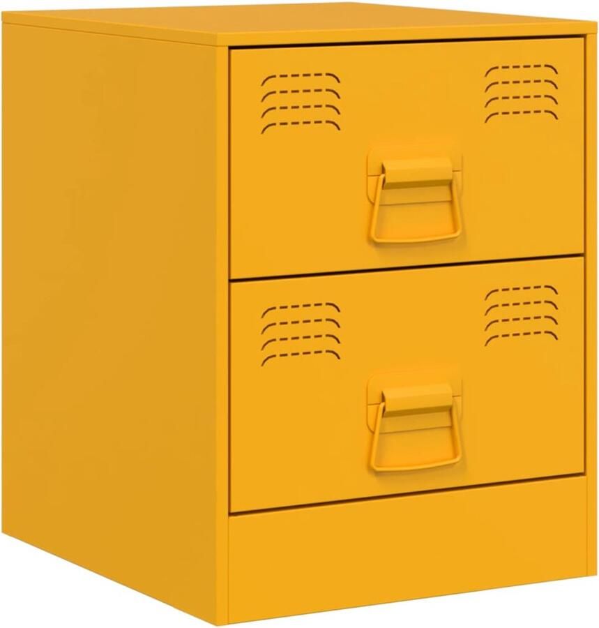 VidaXL -Nachtkastje-34 5x39x44-cm-staal-geel
