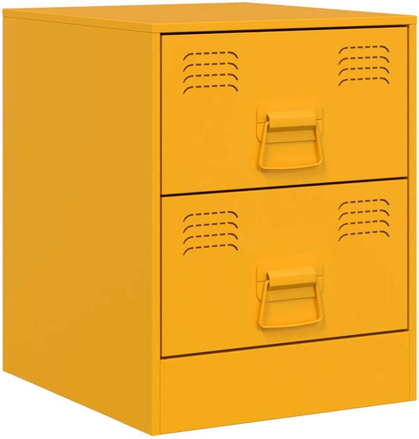 The Living Store Nachtkastje 34 5x39x44 cm staal geel Nachtkastje Staal Nachtlampje Geel Vintage - Foto 2