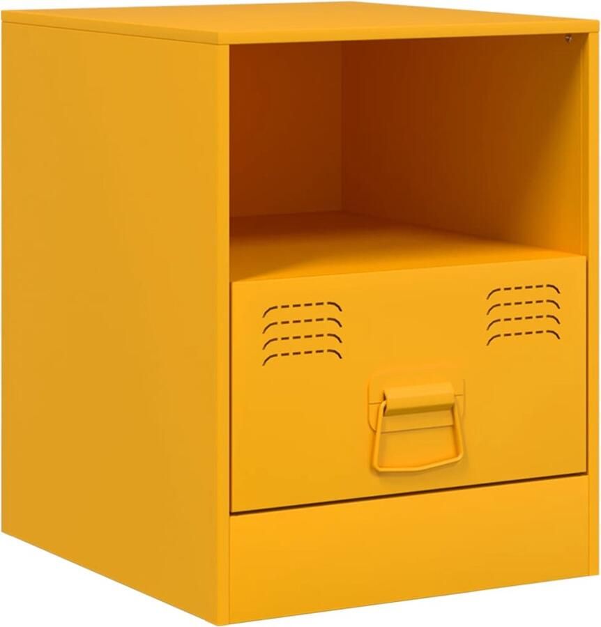 VidaXL Nachtkastje 34 5x39x44 cm staal mosterdgeel