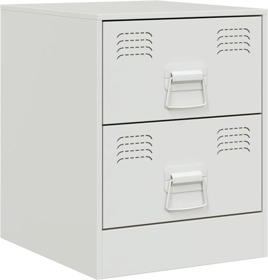 VidaXL Nachtkastje Staal Wit 34 5x39x44 cm Nachtkastje Nachtkastjes Bijzettafel Wandkastje - Foto 2