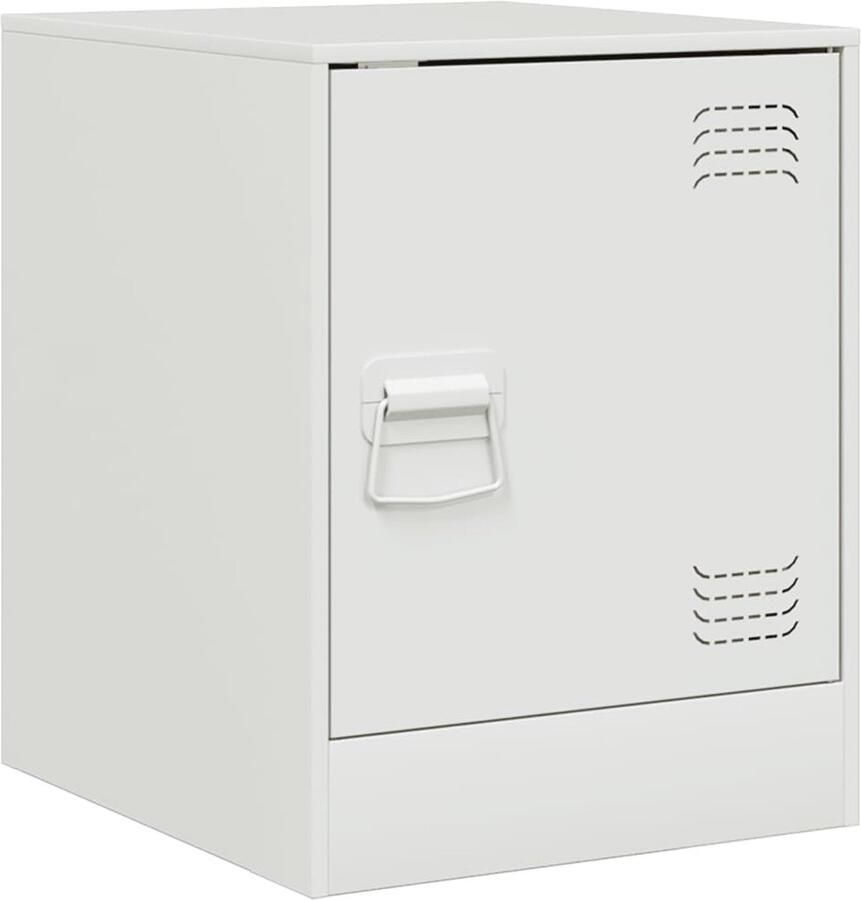 VidaXL Nachtkastje Staal Wit 34 5x39x44 cm Nachtkastje Nachtkastjes Bijzettafel Wandkastje