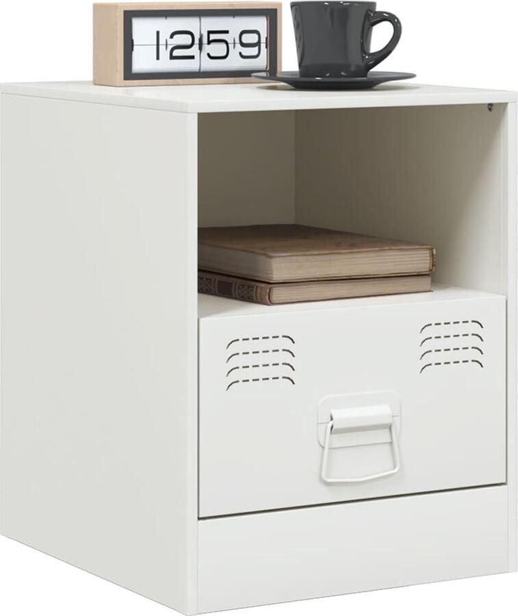 VidaXL -Nachtkastje-34 5x39x44-cm-staal-wit