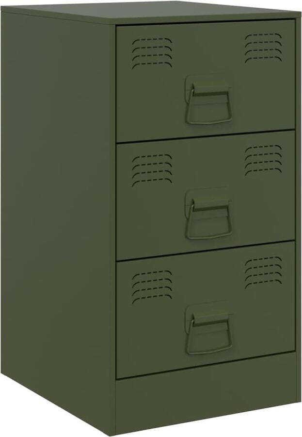 VidaXL -Nachtkastje-34 5x39x62-cm-staal-olijfgroen