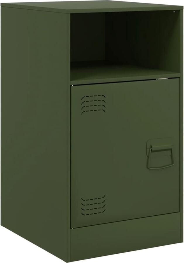 VidaXL -Nachtkastje-34 5x39x62-cm-staal-olijfgroen