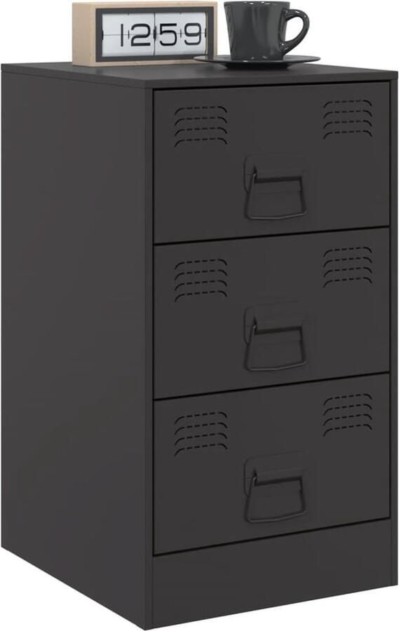 VidaXL -Nachtkastje-34 5x39x62-cm-staal-zwart