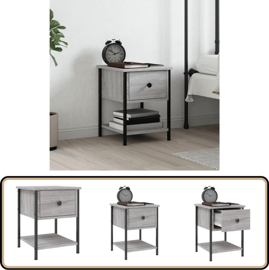 VidaXL Nachtkastje 34x35 5x45 cm Grijs Sonoma Eiken Nachtkastje Slaapkamermeubels Kast Houten Meubelen Grijze Meubelen