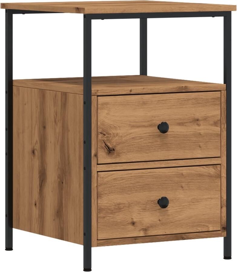 VidaXL Nachtkastje 34x35 5x50 cm bewerkt hout artisanaal eikenkleurig