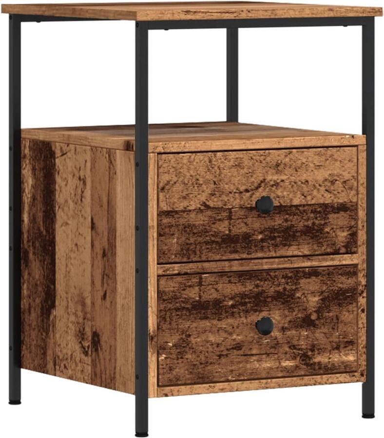 VidaXL Nachtkastje 34x35 5x50 cm bewerkt hout oud houtkleurig