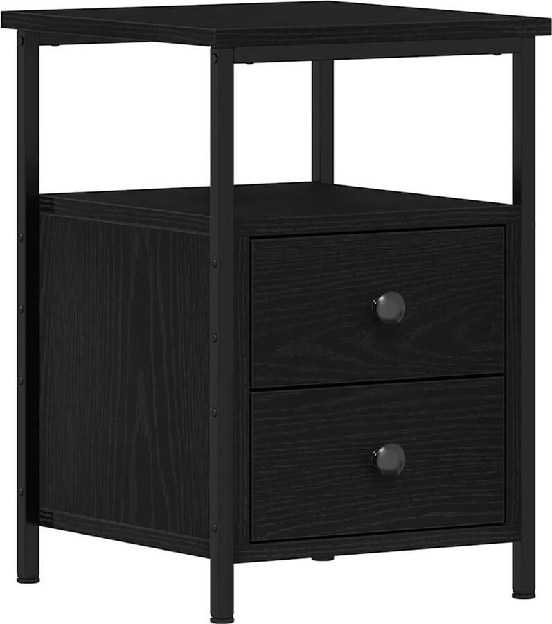 VidaXL Nachtkastje 34x35 5x50 cm bewerkt hout zwart eikenkleur