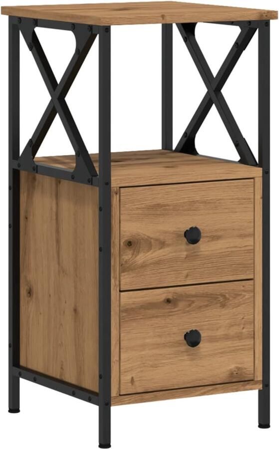 VidaXL Nachtkastje 34x35 5x70 cm Artisanaal Eiken Nachtkastje Nachtkastjes Bijzettafel Wandkastje