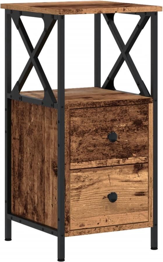 VidaXL Nachtkastje 34x35 5x70 cm bewerkt hout oud houtkleurig