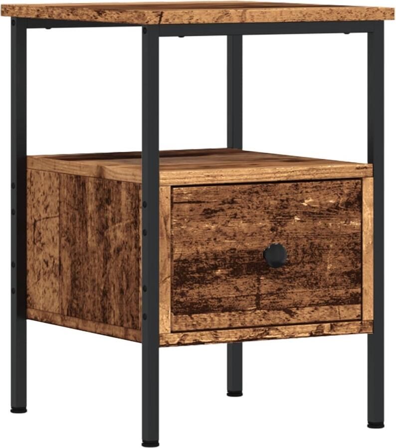 VidaXL Nachtkastje 34x36x50 cm Oud Houtkleurig Nachtkastje Nachtkastjes Kast Slaapkamermeubel