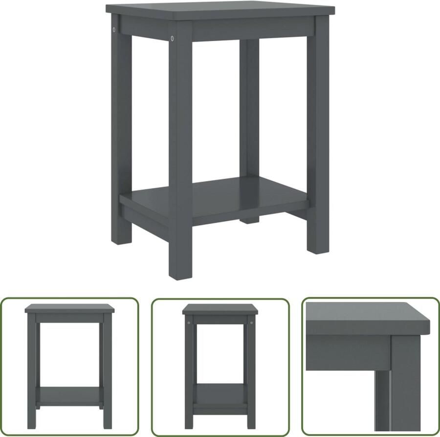 VidaXL Nachtkastje 35x30x47 cm Grenenhout Donkergrijs Nachtkastje Bedsidetable Slaapkamermeubilair Grenenhout Meubels Donkere Kleurtinten Industriele Stijl Vintage Design Rustic Furniture Compact Nachttafel