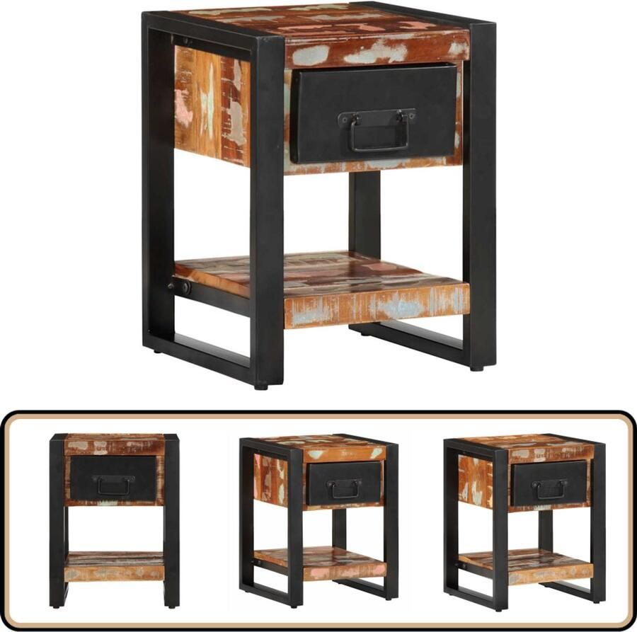 VidaXL Nachtkastje 35x34x45 cm Gerecycled Hout Nachtkastje Nachtkastjes Bijzettafel Wandkastje