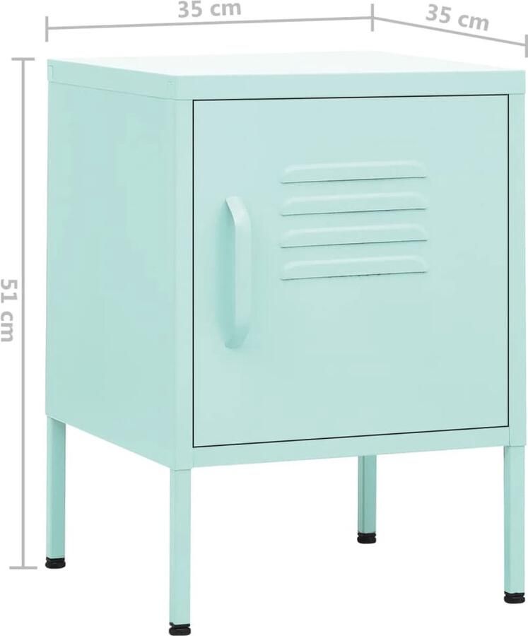 VidaXL -Nachtkastje-35x35x51-cm-staal-mintkleurig