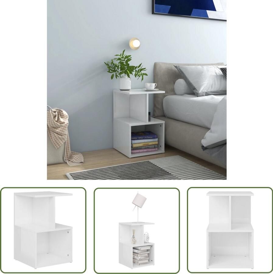 VidaXL Nachtkastje 35x35x55 cm Hoogglans Wit Nachtkastje Bedtafel Slaapkamermeubilair Houten Meubilair Witte Meubelen Modern Nachtlampje Minimalistische Kamerdecoratie Stijlvolle Woonaccessoires Compact Bureau