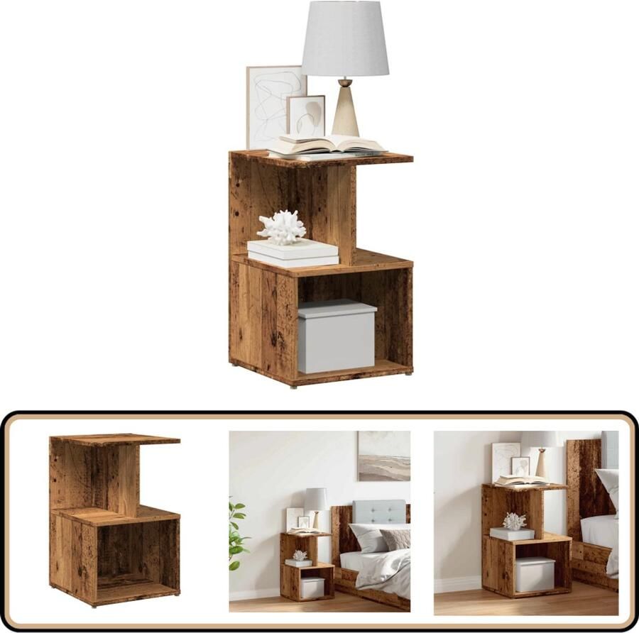 VidaXL Nachtkastje 35x35x55 cm Houtlook Nachtkastje Bijzettafel Houten Kast Slaapkamersdecoratie Vintage Meubilair