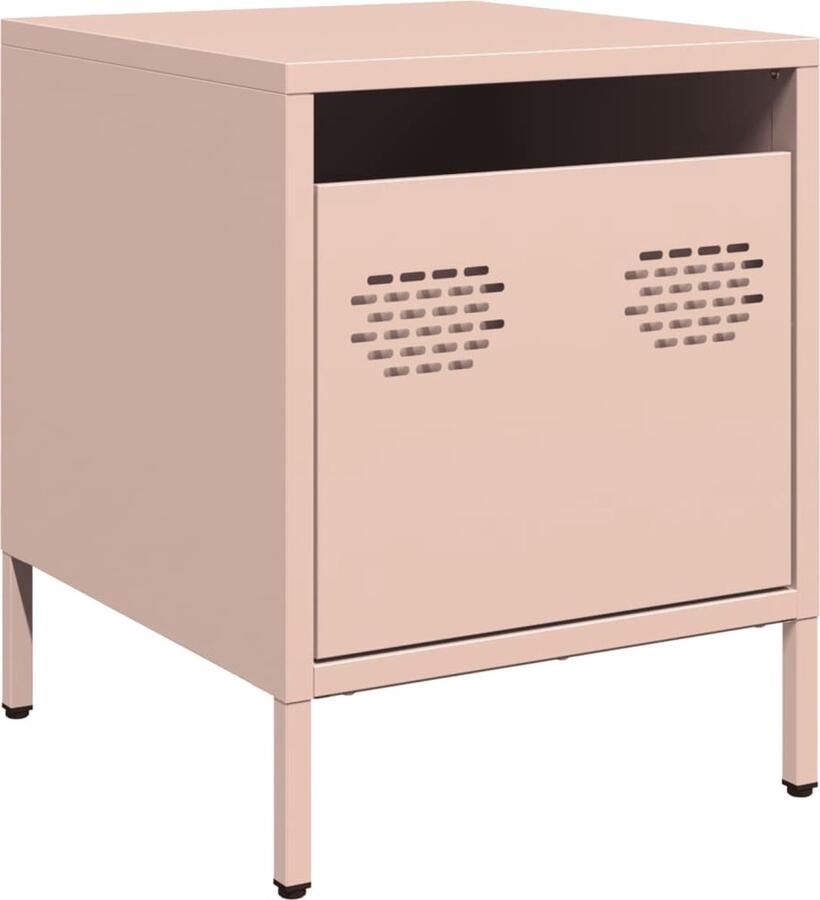 VidaXL Nachtkastje 35x39x43 5 cm staal roze
