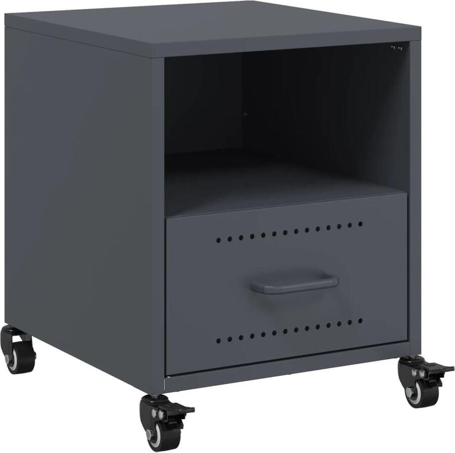 VidaXL Nachtkastje 36x39x43 5 cm staal antracietkleurig