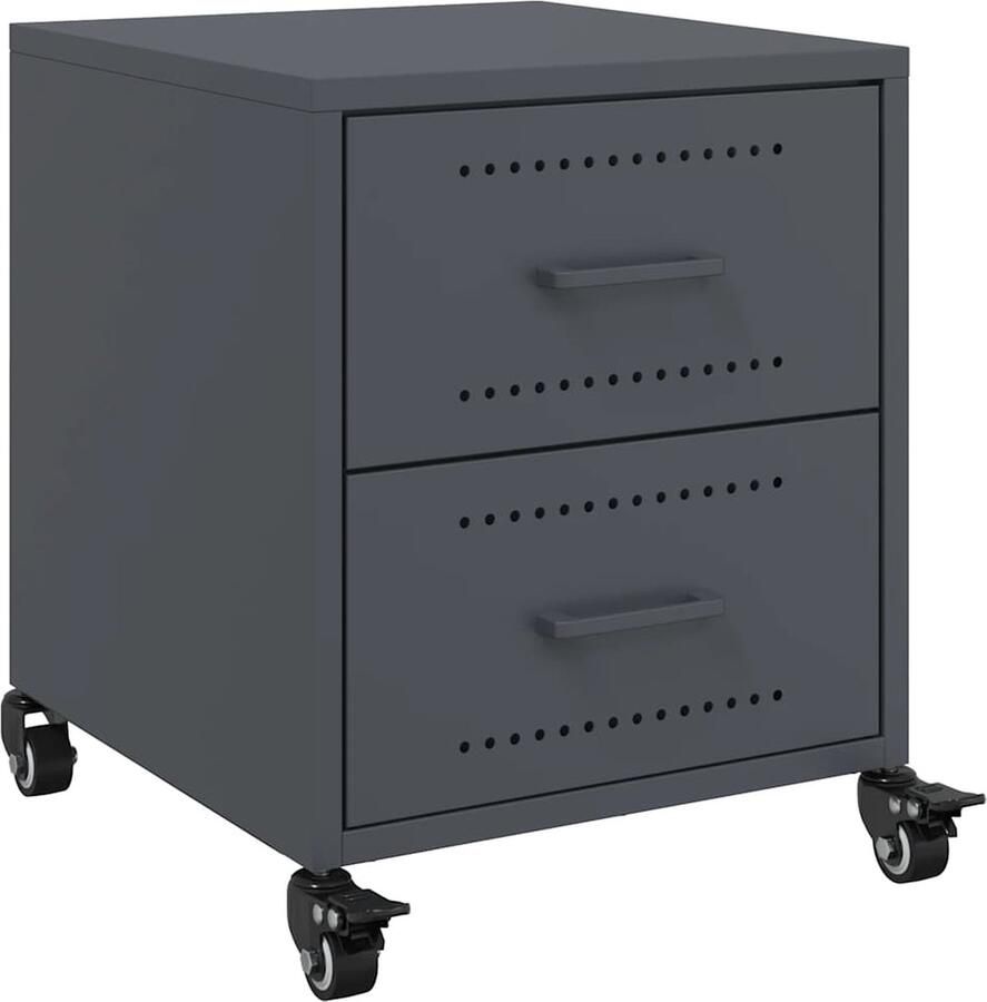 VidaXL Nachtkastje 36x39x43 5 cm staal antracietkleurig