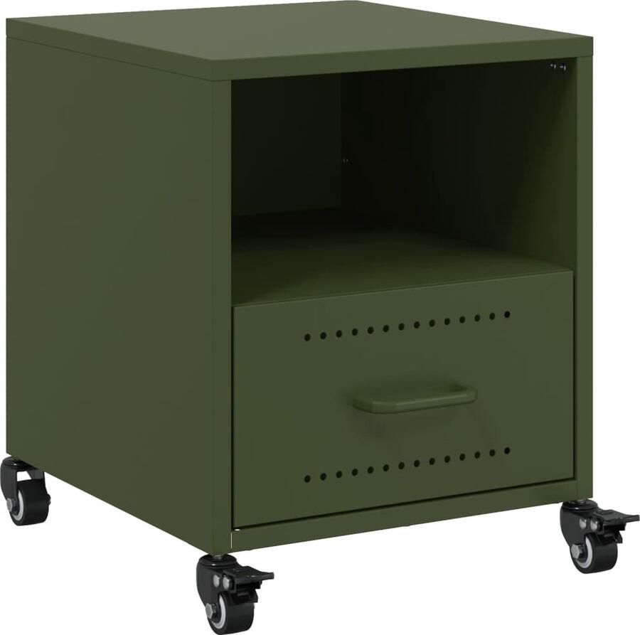 VidaXL Nachtkastje 36x39x43 5 cm staal olijfgroen