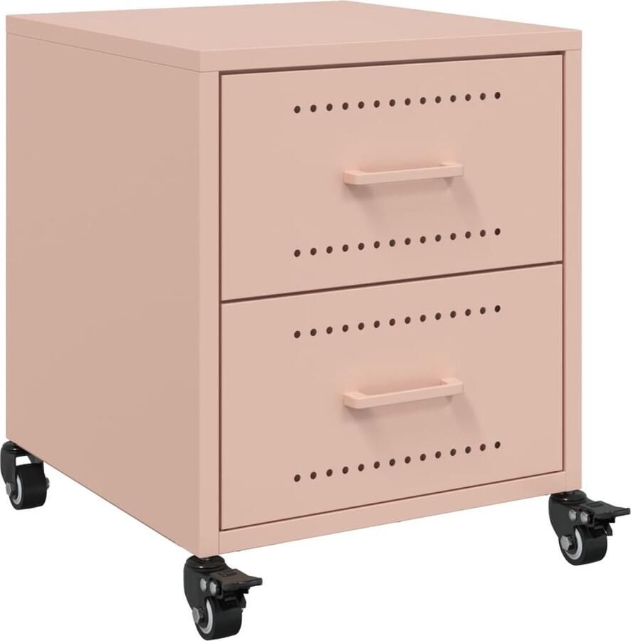 VidaXL Nachtkastje 36x39x43 5 cm staal roze