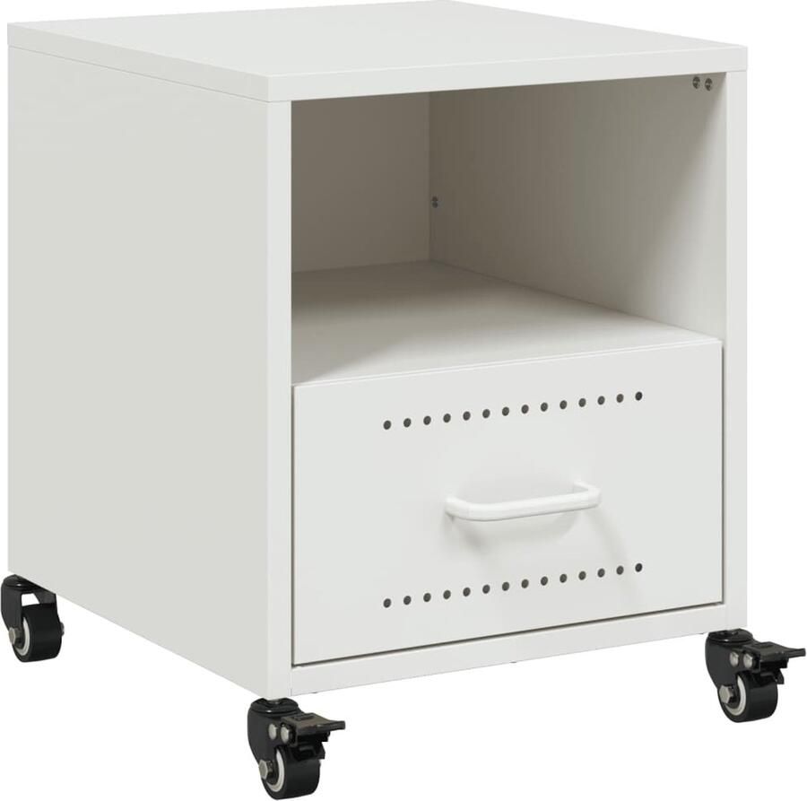 VidaXL Nachtkastje 36x39x43 5 cm staal wit