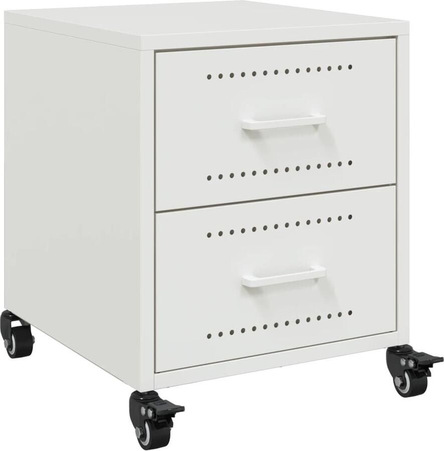 VidaXL Nachtkastje 36x39x43 5 cm staal wit