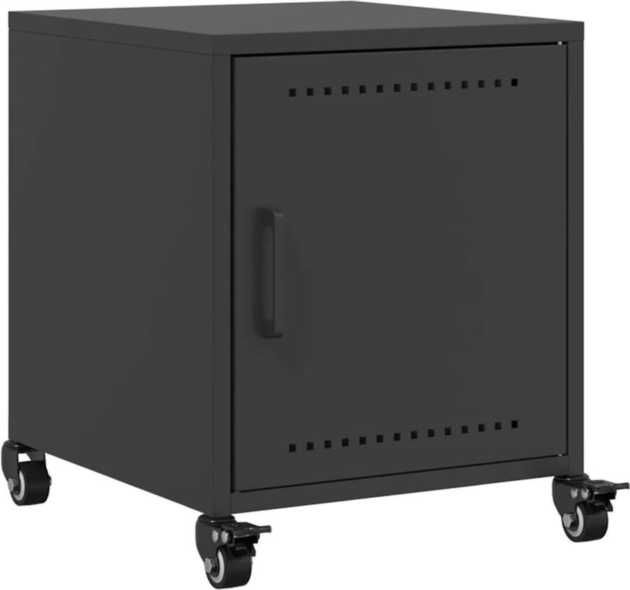 The Living Store Nachtkastje 36x39x43 5 cm staal zwart Nachtkastje Nachtkast Slaapkamers Woonaccessoires Industrieel Design - Foto 2