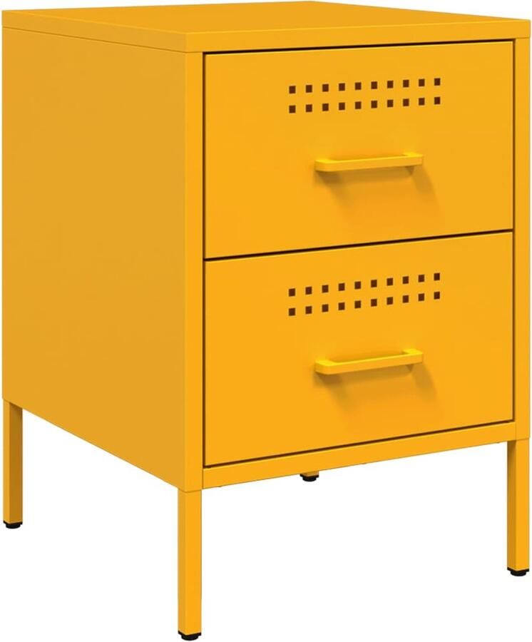 VidaXL Nachtkastje 36x39x50 5 cm staal mosterdgeel