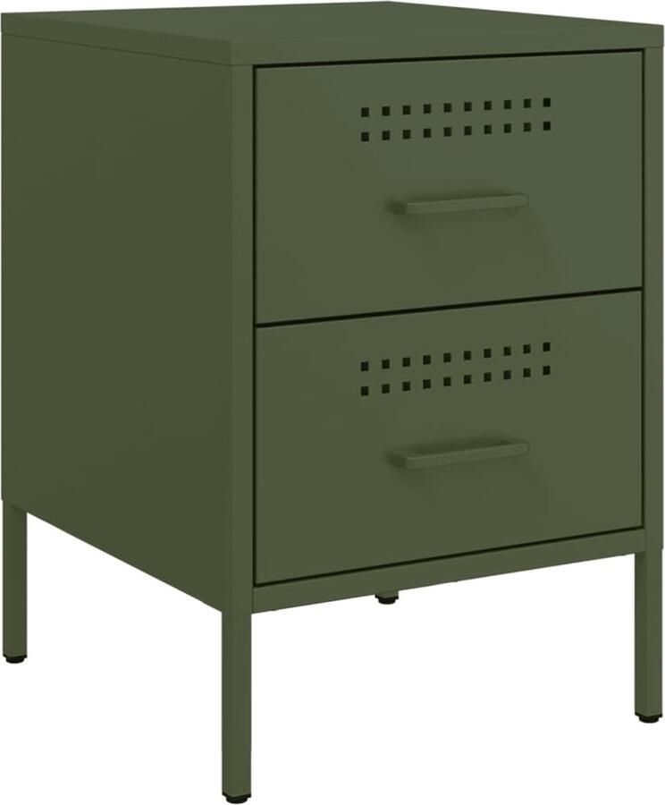 VidaXL Nachtkastje 36x39x50 5 cm staal olijfgroen