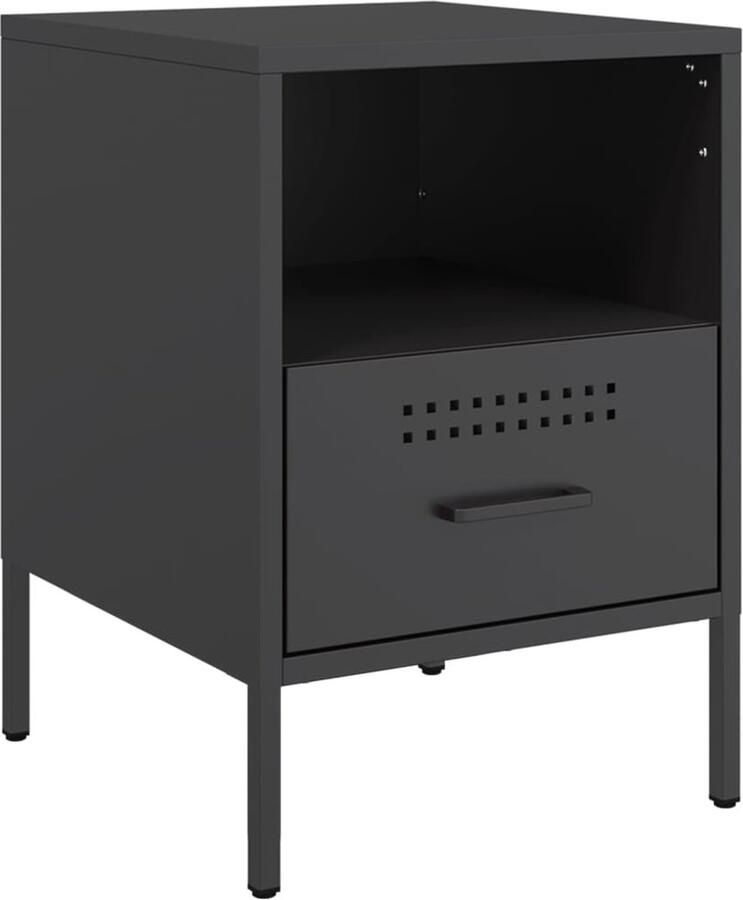 VidaXL Nachtkastje 36x39x50 5 cm koudgewalst staal zwart