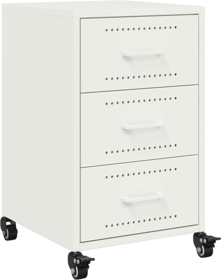 VidaXL Nachtkastje 36x39x59 cm staal wit