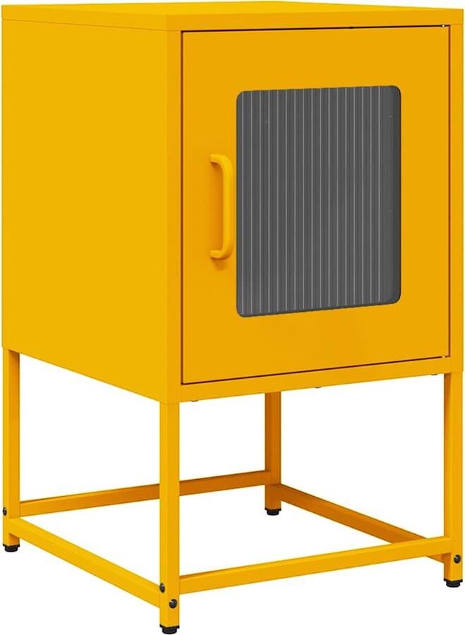 VidaXL Nachtkastje 36x39x60 5 cm koudgewalst staal mosterdgeel