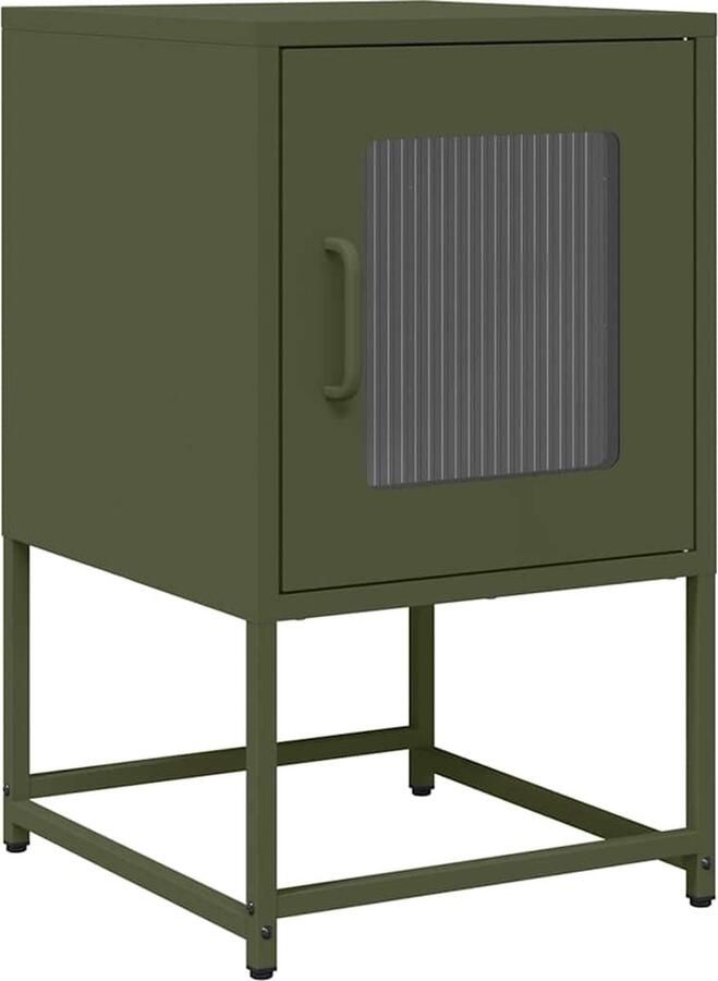 VidaXL Nachtkastje 36x39x60 5 cm koudgewalst staal olijfgroen