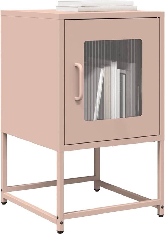 VidaXL Nachtkastje 36x39x60 5 cm koudgewalst staal roze