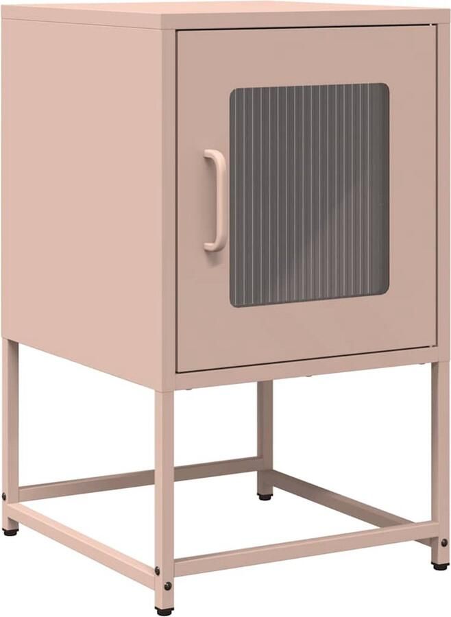 VidaXL Nachtkastje 36x39x60 5 cm koudgewalst staal roze