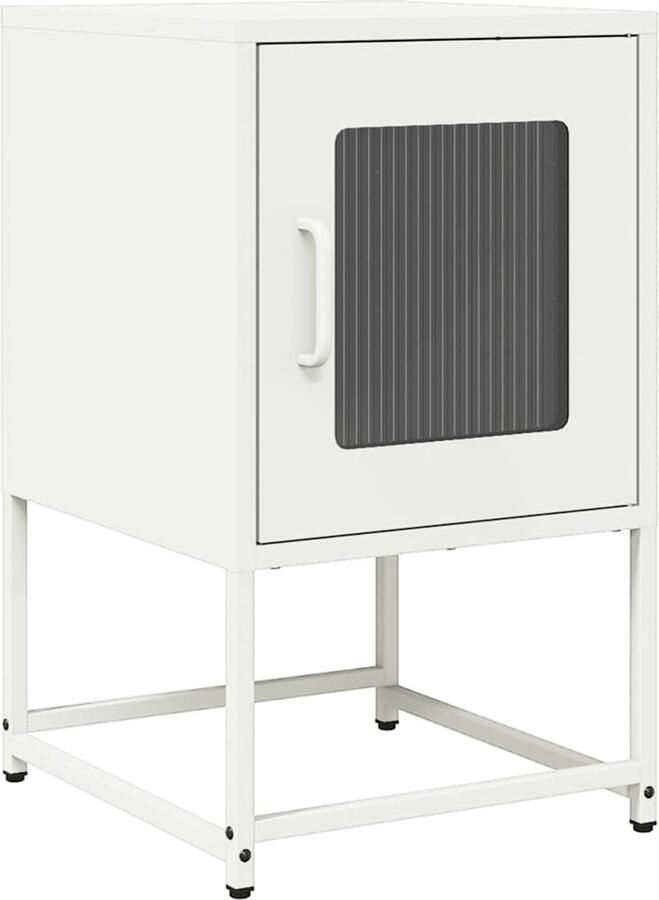 VidaXL Nachtkastje 36x39x60 5 cm koudgewalst staal wit