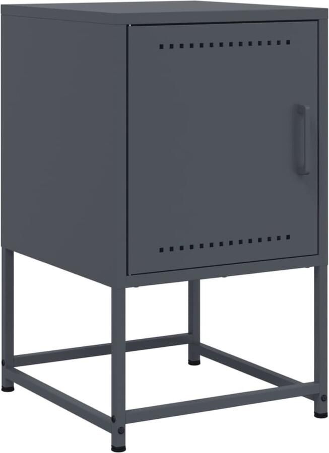 VidaXL Nachtkastje 36x39x60 5 cm staal antracietkleurig