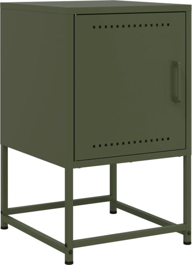 VidaXL Nachtkastje 36x39x60 5 cm staal olijfgroen